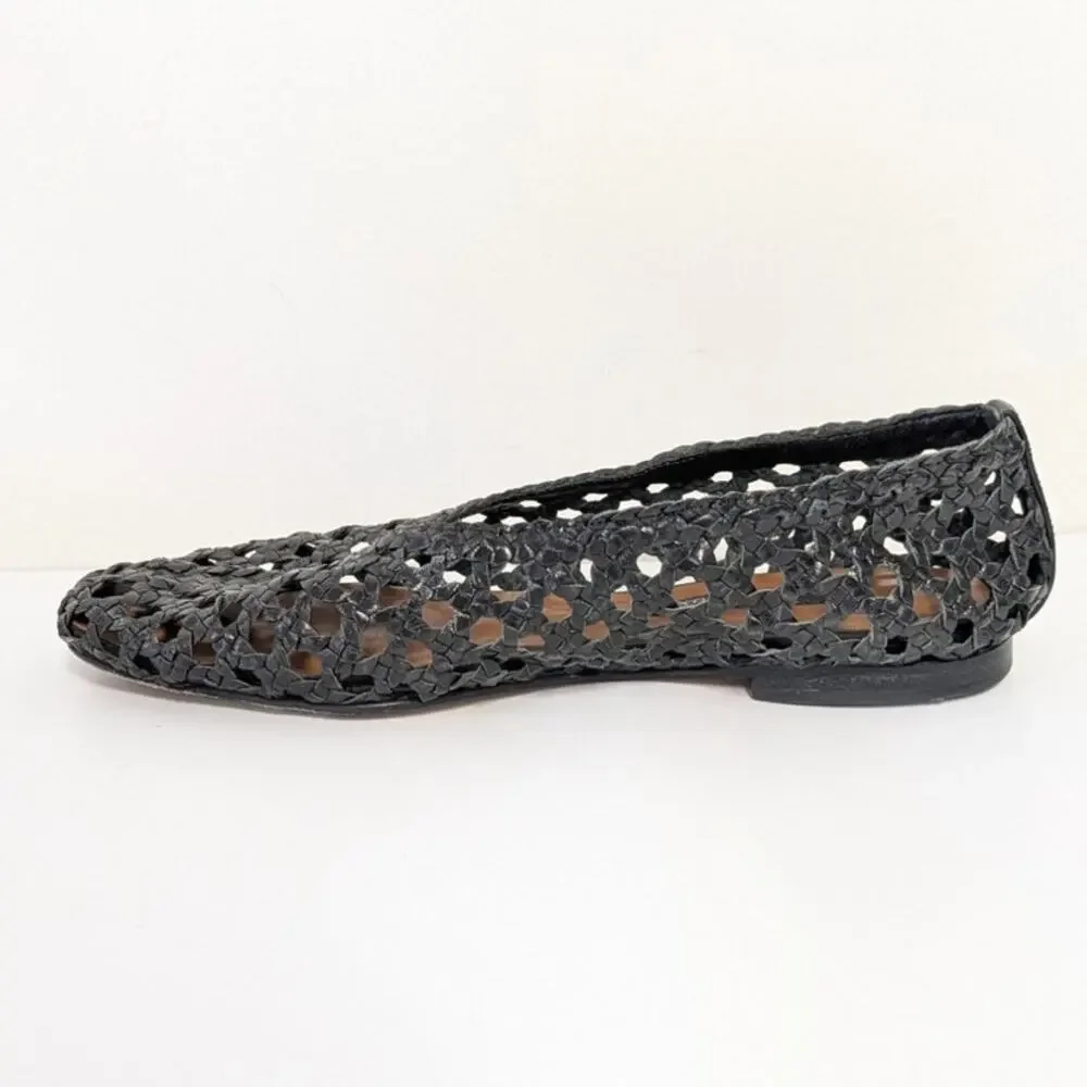 Margaux The Woven Paz Nappa Leather Flats Womens 39M/US8.5-9 Black